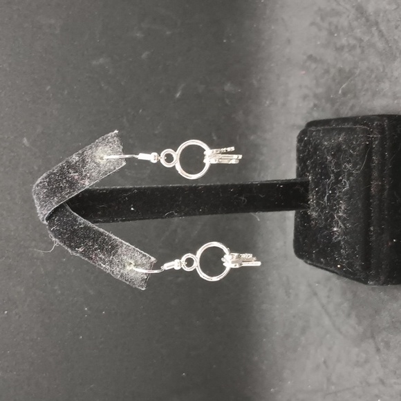 Hand Crafted Jewelry - Handmade silver tone key ring earrings